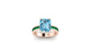 3.09 carats blue natural Aquamarine ring in 18k Rose gold and green Emerald pave'