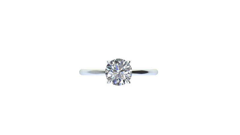 GIA Certified 1.0 carats Round Diamond Thin Low Platinum Setting