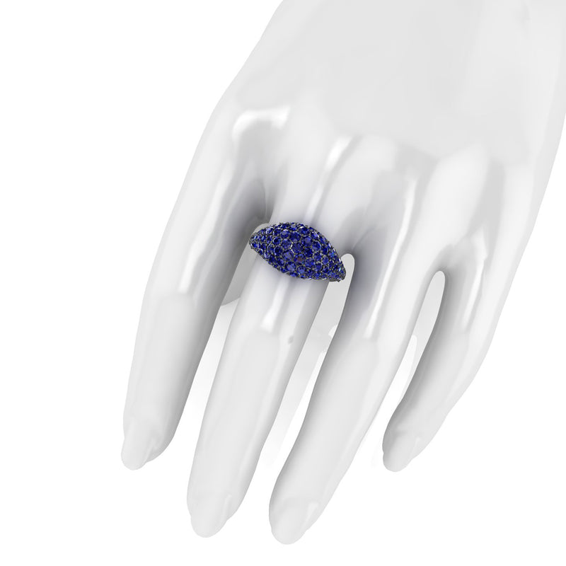 2.6 Carat Blue Sapphires Dome Ring in 18 Karat Black Gold