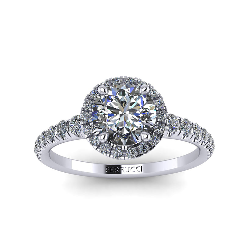 1.36 GIA Certified Round brilliant cut diamond in Platinum 950 engagement ring - FERRUCCI & CO. Jewelry