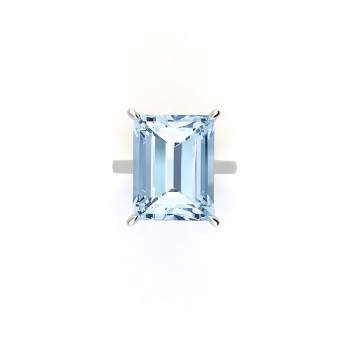 12.46 Carat Emerald Cut Aquamarine Platinum Cocktail Ring - FERRUCCI & CO. Jewelry