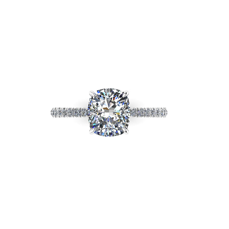 2.00 Carat Cushion Diamond Pavé Diamond Setting in Platinum 950