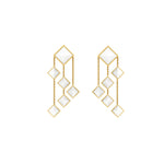 Ferrucci White Agate Pyramids Dangling 18 Karat Yellow Gold Chandelier Earrings - FERRUCCI & CO. Jewelry