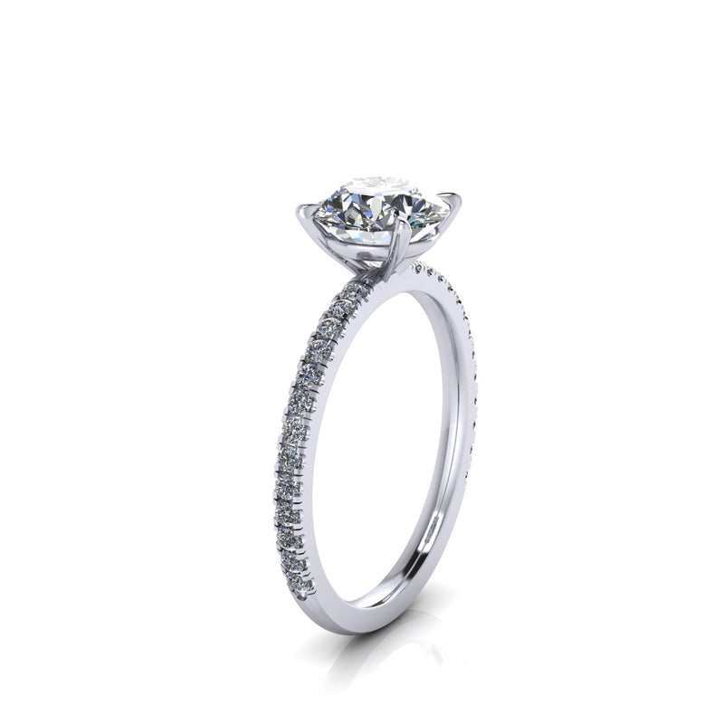 GIA Certified 1.5 carat Diamond with diamonds on the shank 18k white gold - FERRUCCI & CO. Jewelry