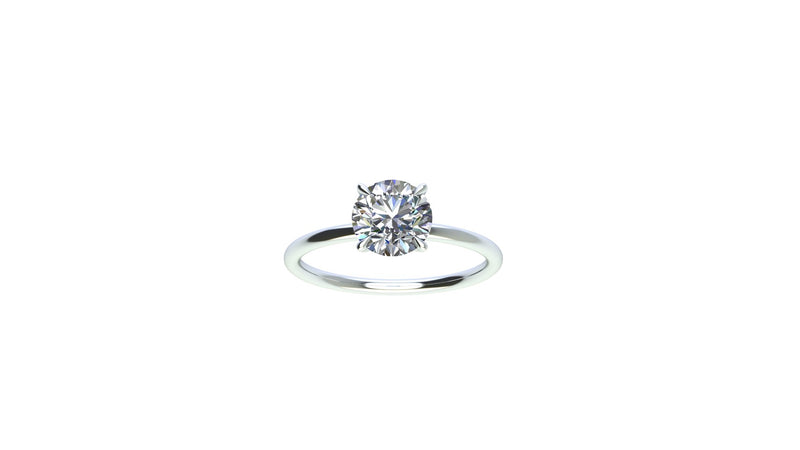 GIA Certified 1.0 carats Round Diamond Thin Low Platinum Setting