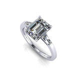 2.00 Carat Emerald Cut diamond with Tapered baguettes in Platinum 950 - FERRUCCI & CO. Jewelry