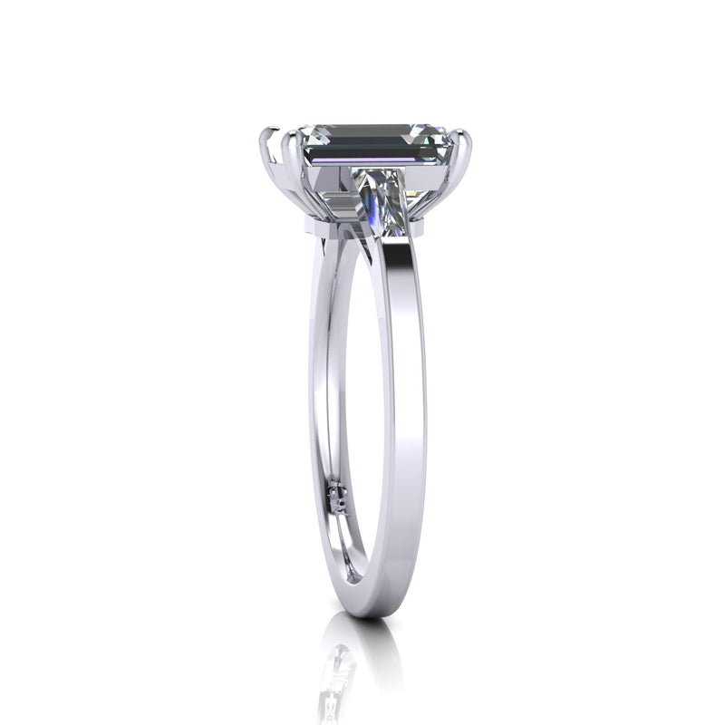 2.00 Carat Emerald Cut diamond with Tapered baguettes in Platinum 950 - FERRUCCI & CO. Jewelry