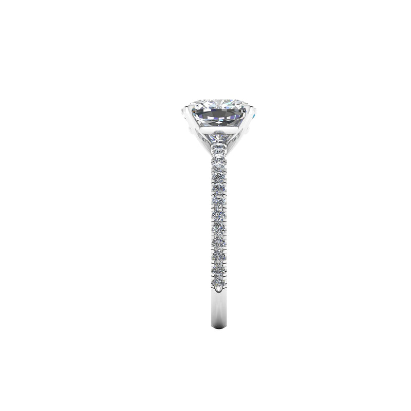 2.00 Carat Cushion Diamond Pavé Diamond Setting in Platinum 950