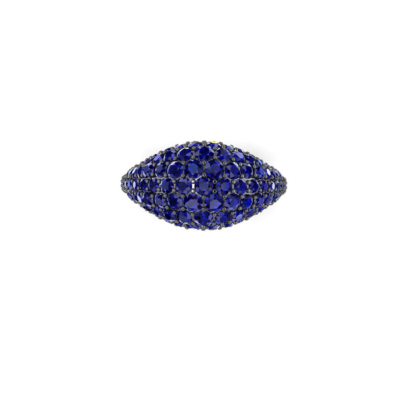 2.6 Carat Blue Sapphires Dome Ring in 18 Karat Black Gold