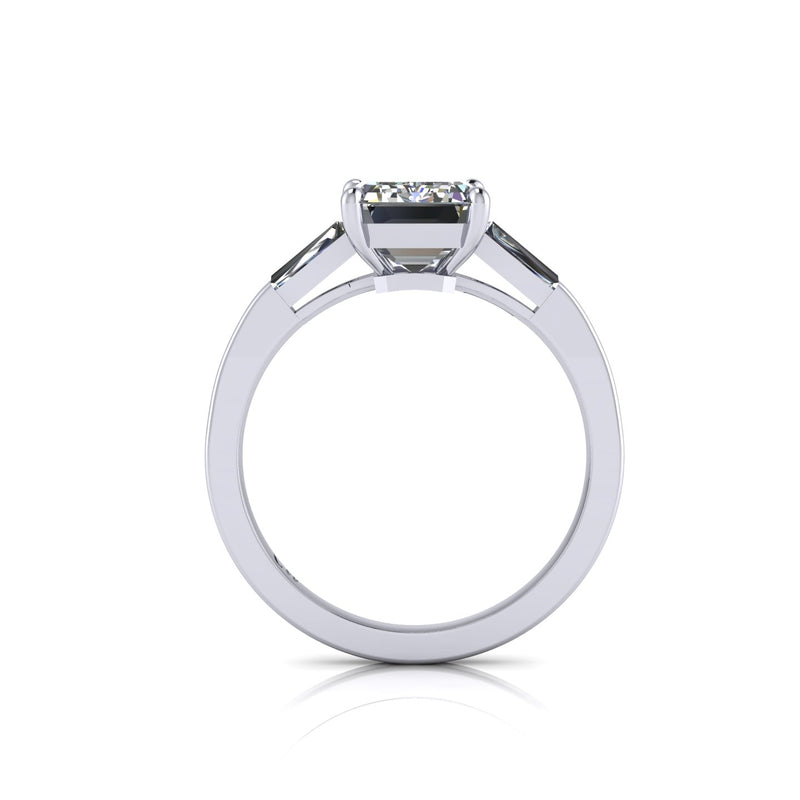 2.00 Carat Emerald Cut diamond with Tapered baguettes in Platinum 950 - FERRUCCI & CO. Jewelry