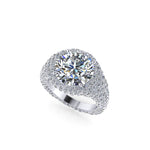 GIA Certified 5.00 Carat in a diamond Pave encrusted ring 18k white gold - FERRUCCI & CO. Jewelry