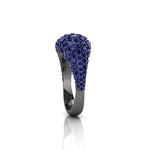 2.6 Carat Blue Sapphires Dome Ring in 18 Karat Black Gold