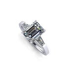 2.00 Carat Emerald Cut diamond with Tapered baguettes in Platinum 950 - FERRUCCI & CO. Jewelry