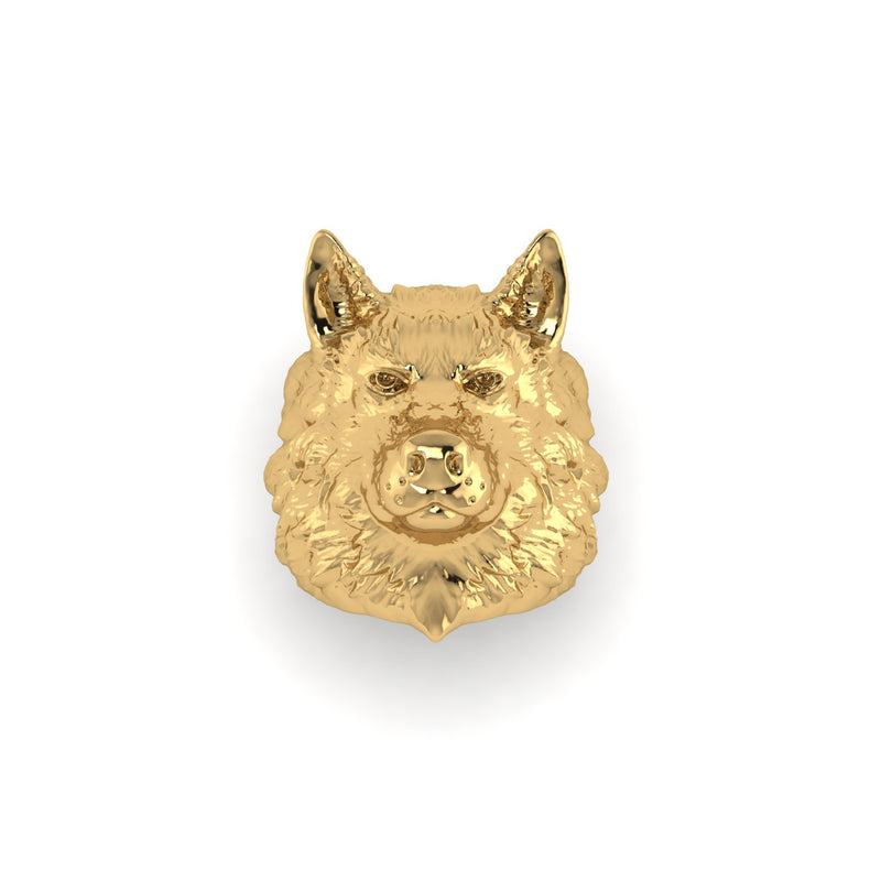 18k Solid Yellow Gold Wolf Ring