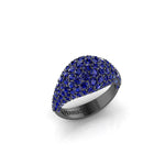 2.6 Carat Blue Sapphires Dome Ring in 18 Karat Black Gold