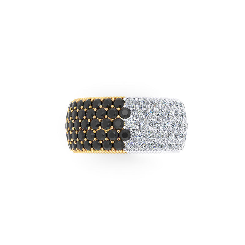 4.60 Carat Wide White and Black Diamond White and Yellow 18 Karat Gold - FERRUCCI & CO. Jewelry