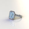 4.56 Carat Emerald Aquamarine Halo Diamond Platinum Cocktail Ring - FERRUCCI & CO. Jewelry
