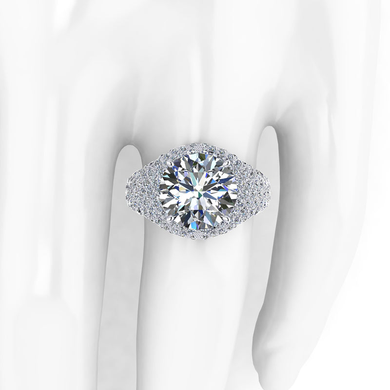 GIA Certified 5.00 Carat in a diamond Pave encrusted ring 18k white gold - FERRUCCI & CO. Jewelry